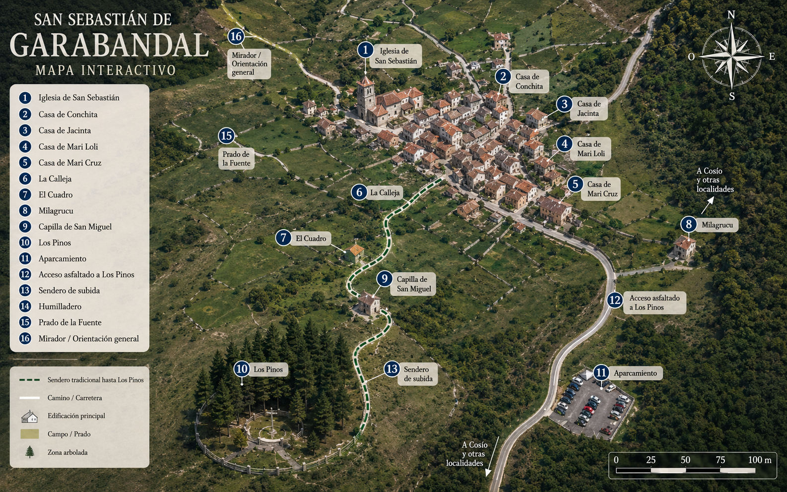 Mapa orientativo de San Sebastián de Garabandal