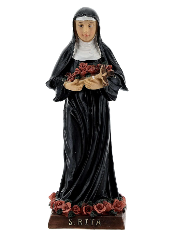 Santa Rita de Casia con rosas