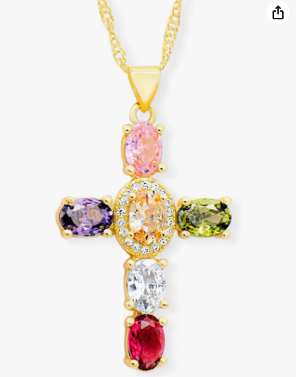 Collar cruz multicolor con zirconia cúbica AAA