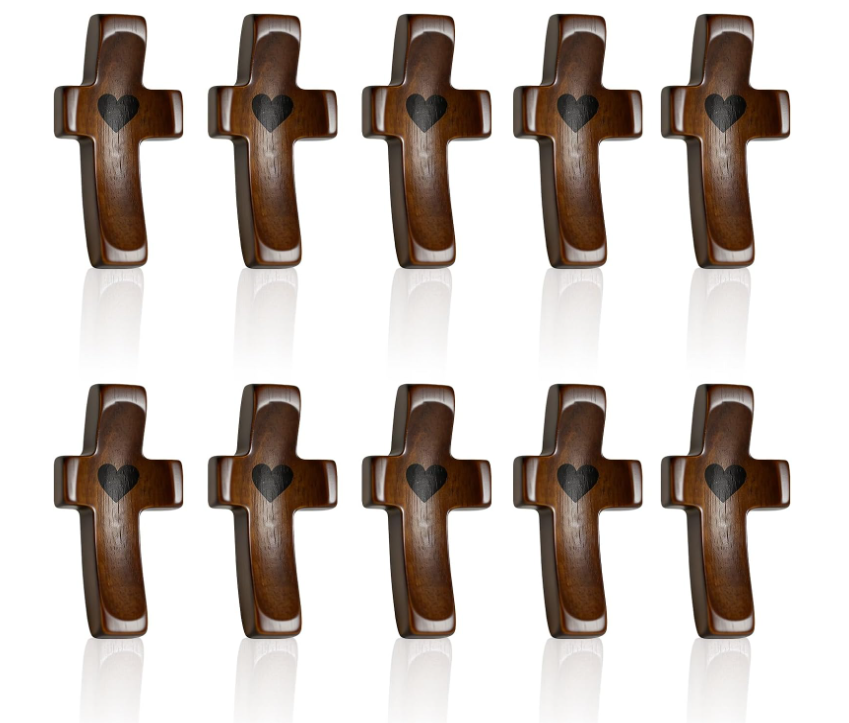 Pack de cruces de bolsillo de madera de nogal