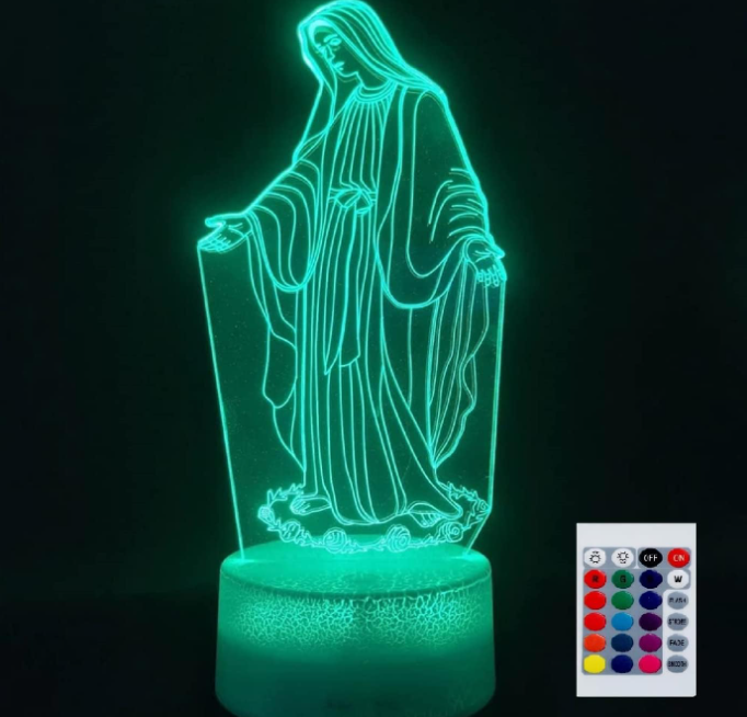 Lámpara LED 3D de la Virgen María